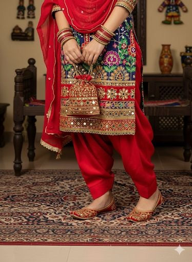 SWAG JUTTI | RED EMBROIDERY | TRADITIONAL EMBROIDERY HEAVY WORK |PARTYWEAR JUTTI MOJRI |