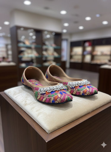 SWAG JUTTI | GHUNGROO AND EMBROIDERY | TRADITIONAL EMBROIDERY HEAVY WORK |PARTYWEAR JUTTI MOJRI |