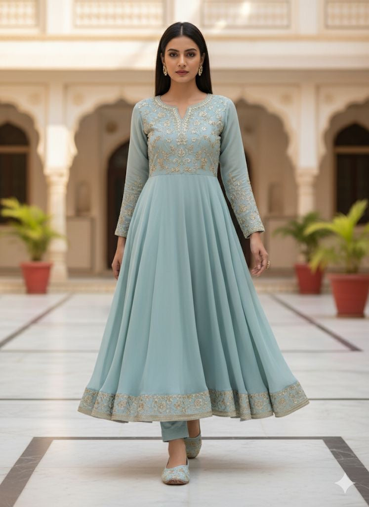 SWAG JUTTI | SKY BLUE EMBROIDERY | TRADITIONAL EMBROIDERY HEAVY WORK |PARTYWEAR JUTTI MOJRI |